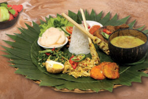 Table of Indonesian dishes served at Yonne Café