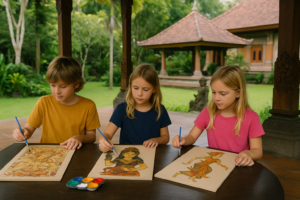Art workshops help kids learn and appreciate Balinese culture in a fun way.